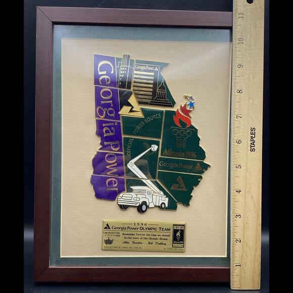1996 Atlanta Summer Olympics ~ Georgia Power Jumbo Puzzle Pin Set Framed &Matted - Picture 8 of 9